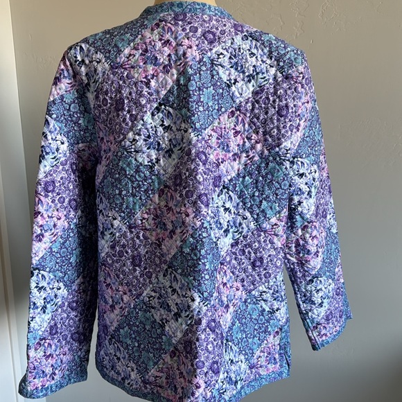 Quilted floral reversible jacket Womens L  Cotton cottage core Country Romantic - Picture 3 of 16